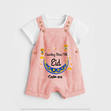  Counting Stars Till Eid - Ramadan Themed Customized Dungaree Set For Kids With Name - PEACH - 0 - 5 Months Old (Chest 18")