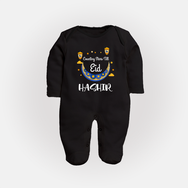 Counting Stars Till Eid Personalised Kids Fullbody Suit - BLACK - New Born (Chest 7.5")