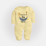  Counting Stars Till Eid - Ramadan Themed Customized Sleep Suit For Babies With Name - PASTEL YELLOW - New Born (Chest 7.5")