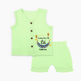  Counting Stars Till Eid - Ramadan Themed Customized Jabla Set For Babies With Name - PASTEL GREEN - 0 - 3 Months Old (Chest 9.8")