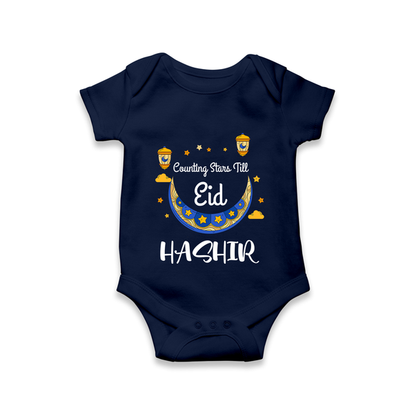 Counting Stars Till Eid Personalised Kids Romper - NAVY BLUE - New Born (Chest 14")