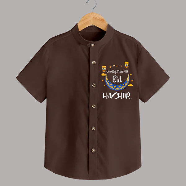 Counting Stars Till Eid Personalised Kids Shirt - CHOCOLATE BROWN - 0 - 6 Months Old (Chest 23")
