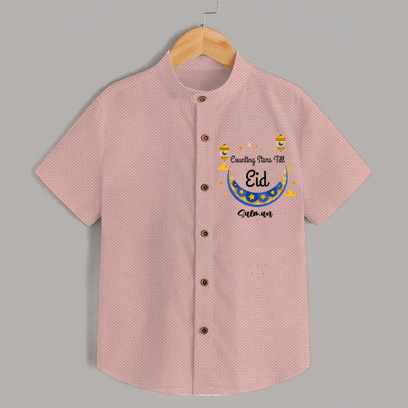  Counting Stars Till Eid - Ramadan Themed Customized Shirt For Kids With Name - PEACH - 0 - 6 Months Old (Chest 23")