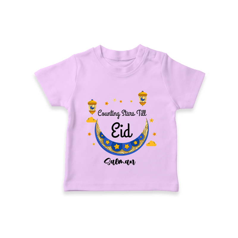  Counting Stars Till Eid - Ramadan Themed Customized T-Shirt For Kids With Name - LILAC - 0-5 Months Old (Chest 17")