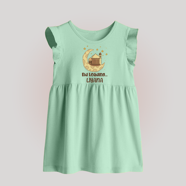 Eid Loading… Personalised Kids Baby Frock with Name - MINT GREEN - 0 - 3 Months Old (Chest 17")