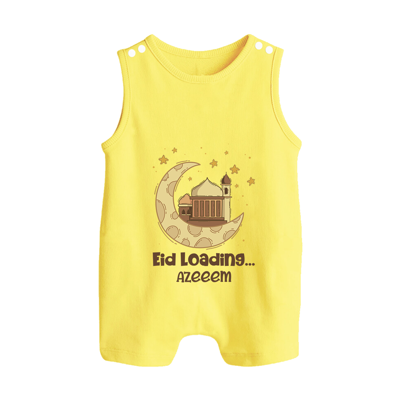 Eid LoadingÉ - Ramadan Themed Customized Romper Suit For Babies With Name - PASTEL YELLOW - 0 - 5 Months Old (Chest 18")