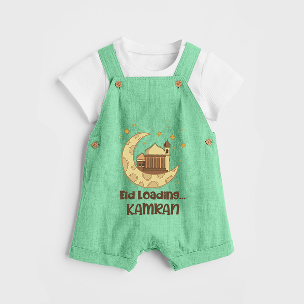 Eid Loading… Personalised Kids Dungaree with Name - GREEN - 0 - 5 Months Old (Chest 18")