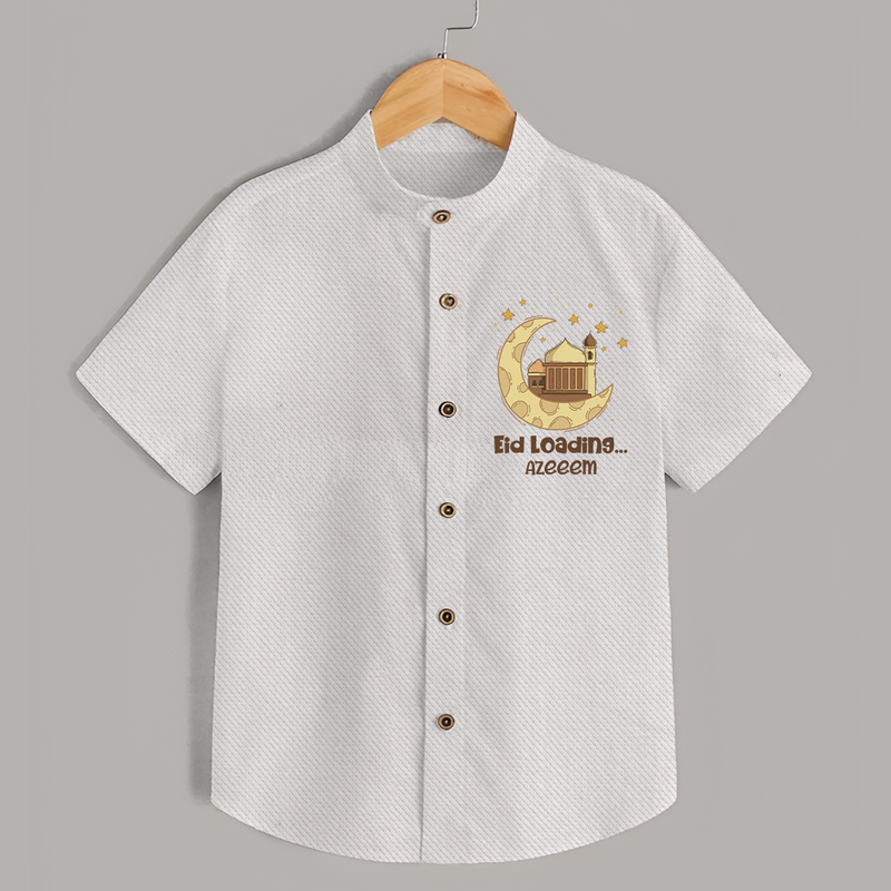 Eid LoadingÉ - Ramadan Themed Customized Shirt For Kids With Name - WHITE - 0 - 6 Months Old (Chest 23")