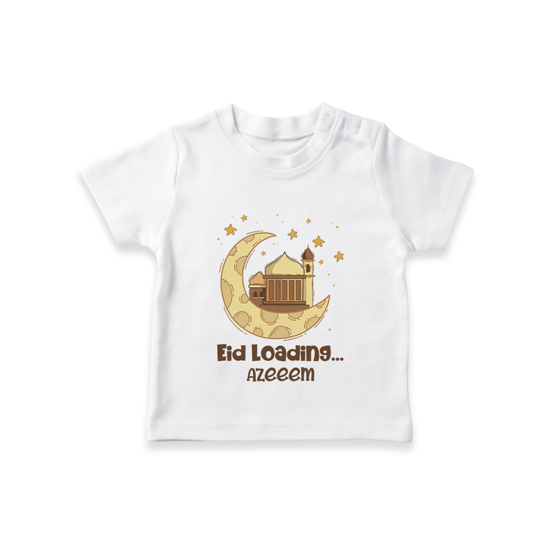 Eid LoadingÉ - Ramadan Themed Customized T-Shirt For Kids With Name - WHITE - 0-5 Months Old (Chest 17")