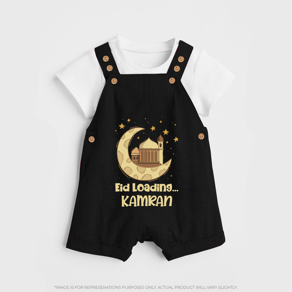 Eid Loading… Personalised Kids Dungaree with Name - BLACK - 0 - 5 Months Old (Chest 18")
