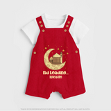 Eid LoadingÉ - Ramadan Themed Customized Dungaree Set For Kids With Name - RED - 0 - 5 Months Old (Chest 18")