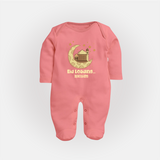 Eid LoadingÉ - Ramadan Themed Customized Sleep Suit For Babies With Name - PEACH - New Born (Chest 7.5")