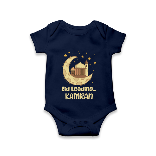 Eid Loading… Personalised Kids Romper with Name - NAVY BLUE - New Born (Chest 14")