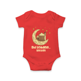 Eid LoadingÉ - Ramadan Themed Customized Romper For Babies With Name - RED - 0 - 3 Months Old (Chest 16")