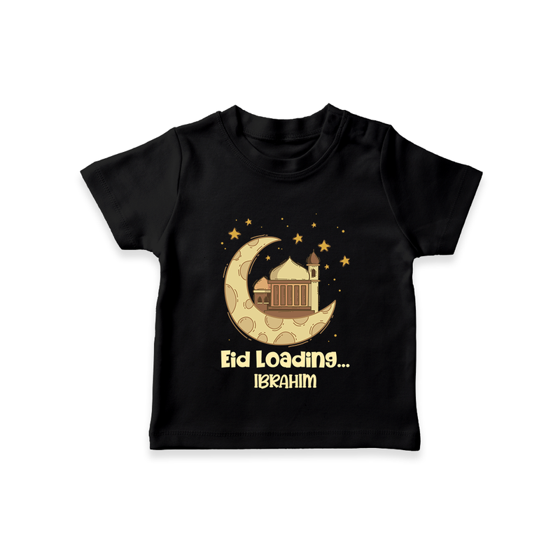 Eid LoadingÉ - Ramadan Themed Customized T-Shirt For Kids With Name - BLACK - 0-5 Months Old (Chest 17")