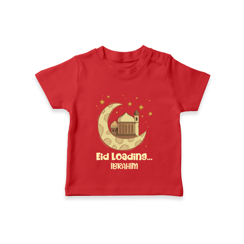 Eid LoadingÉ - Ramadan Themed Customized T-Shirt For Kids With Name - RED - 0-5 Months Old (Chest 17")