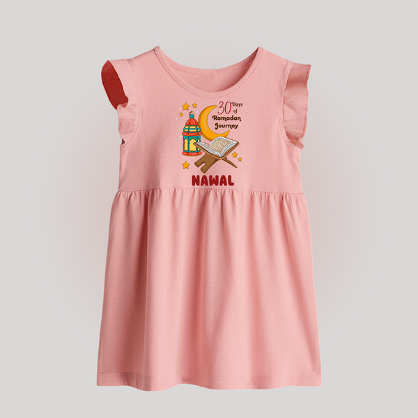 30 Days of Ramadan Journey Personalised Kids Baby Frock - BABY PINK - 0 - 3 Months Old (Chest 17")
