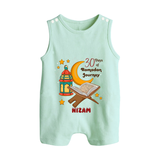 30 Days Of Ramadan Journey - Ramadan Themed Customized Romper Suit For Babies With Name - MINT GREEN - 0 - 5 Months Old (Chest 18")