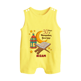 30 Days Of Ramadan Journey - Ramadan Themed Customized Romper Suit For Babies With Name - PASTEL YELLOW - 0 - 5 Months Old (Chest 18")