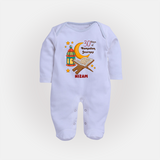 30 Days Of Ramadan Journey - Ramadan Themed Customized Sleep Suit For Babies With Name - BABY BLUE - New Born (Chest 7.5")