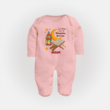 30 Days Of Ramadan Journey - Ramadan Themed Customized Sleep Suit For Babies With Name - BABY PINK - New Born (Chest 7.5")