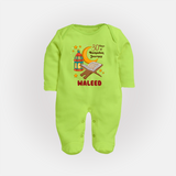 30 Days of Ramadan Journey Personalised Kids Fullbody Suit - LIME GREEN - New Born (Chest 7.5")