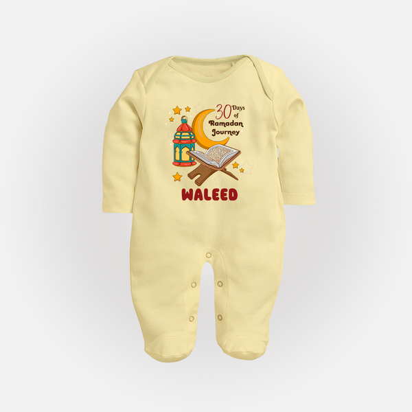 30 Days of Ramadan Journey Personalised Kids Fullbody Suit - PASTEL YELLOW - New Born (Chest 7.5")