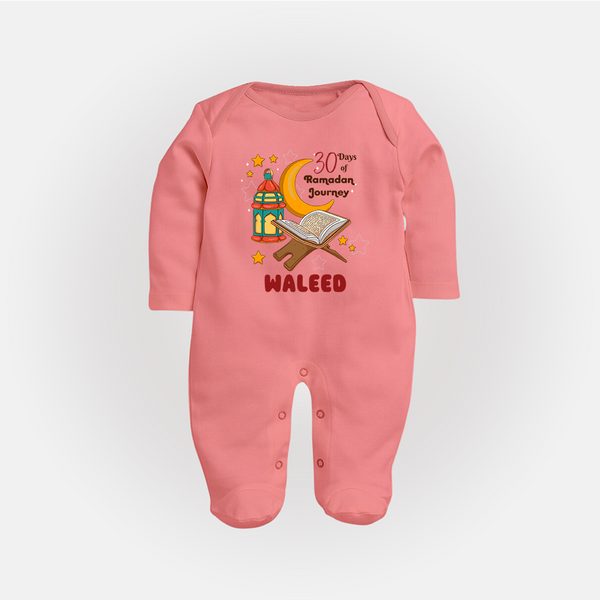 30 Days of Ramadan Journey Personalised Kids Fullbody Suit - PEACH - New Born (Chest 7.5")