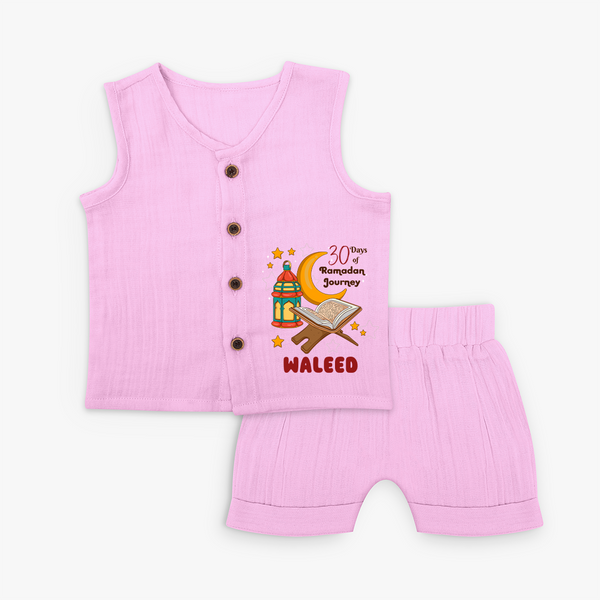 30 Days of Ramadan Journey Personalised Kids Jabla Set - BABY PINK - 0 - 3 Months Old (Chest 9.8")