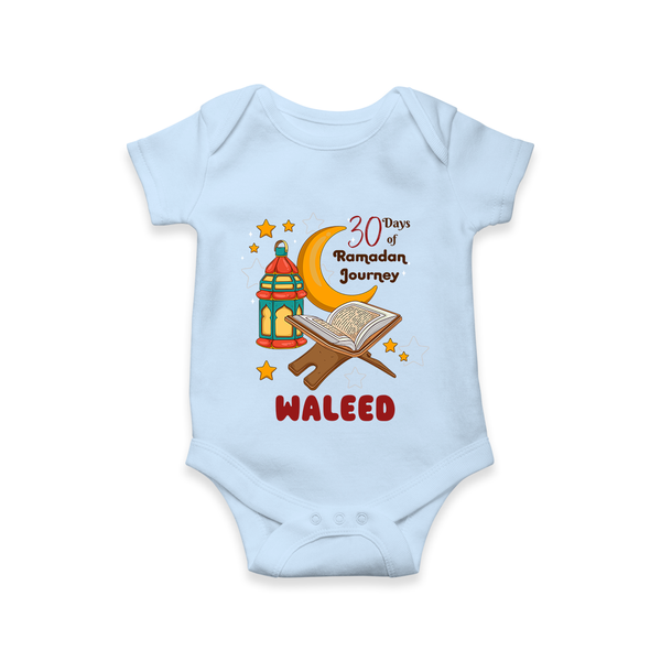 30 Days of Ramadan Journey Personalised Kids Romper - BABY BLUE - New Born (Chest 14")