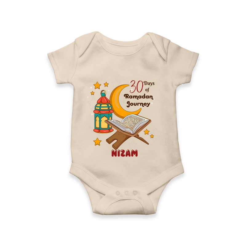 30 Days Of Ramadan Journey - Ramadan Themed Customized Romper For Babies With Name - IVORY - 0 - 3 Months Old (Chest 16")