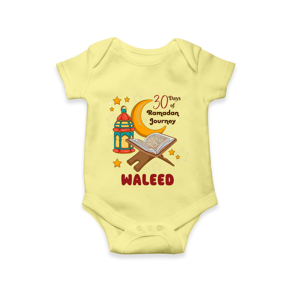 30 Days of Ramadan Journey Personalised Kids Romper - PASTEL YELLOW - New Born (Chest 14")