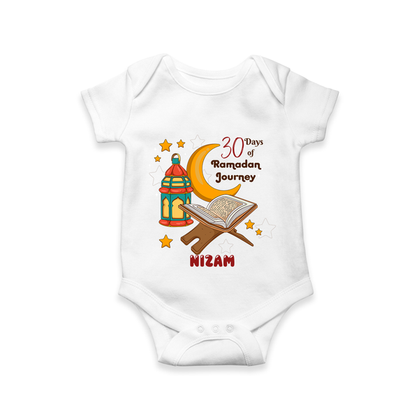 30 Days Of Ramadan Journey - Ramadan Themed Customized Romper For Babies With Name - WHITE - 0 - 3 Months Old (Chest 16")