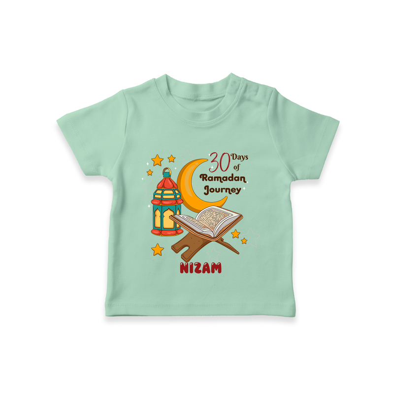 30 Days Of Ramadan Journey - Ramadan Themed Customized T-Shirt For Kids With Name - MINT GREEN - 0-5 Months Old (Chest 17")