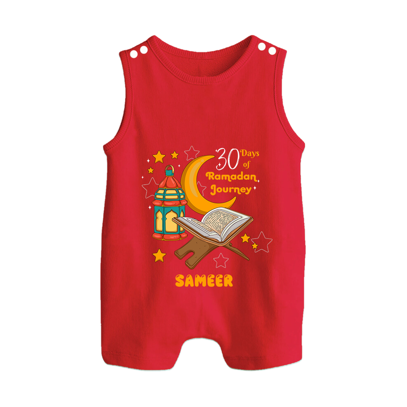 30 Days Of Ramadan Journey - Ramadan Themed Customized Romper Suit For Babies With Name - RED - 0 - 5 Months Old (Chest 18")