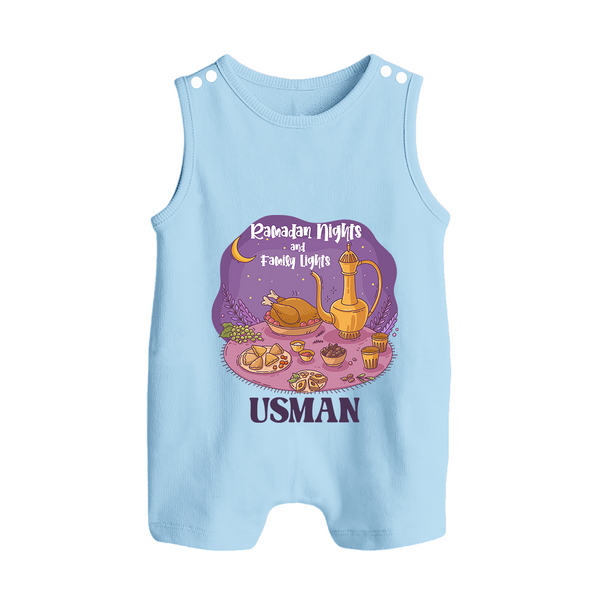 Ramadan Nights & Family Lights Personalised Kids Romper Suit - BABY BLUE - 0 - 5 Months Old (Chest 18")