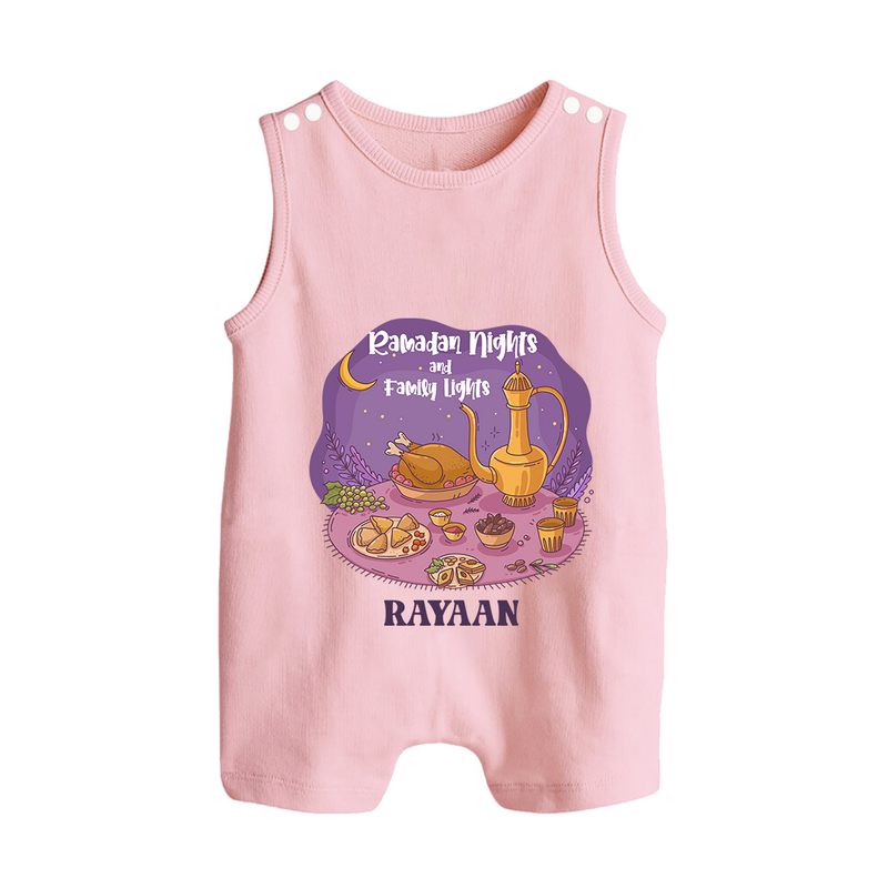 Ramadan Nights And Family Lights - Ramadan Themed Customized Romper Suit For Babies With Name - BABY PINK - 0 - 5 Months Old (Chest 18")