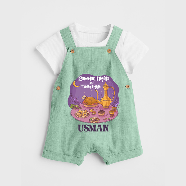 Ramadan Nights & Family Lights Personalised Kids Dungaree - MINT GREEN - 0 - 5 Months Old (Chest 18")