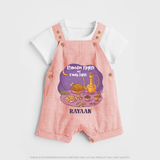 Ramadan Nights And Family Lights - Ramadan Themed Customized Dungaree Set For Kids With Name - PEACH - 0 - 5 Months Old (Chest 18")