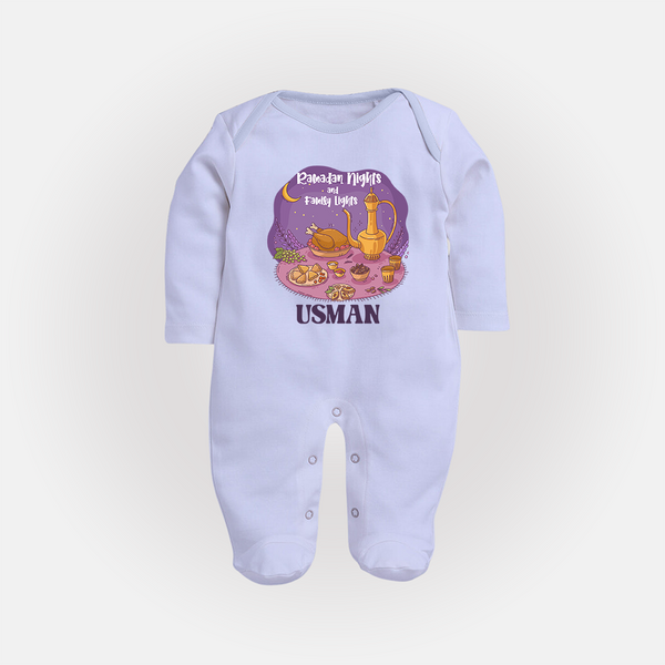 Ramadan Nights & Family Lights Personalised Kids Fullbody Suit - BABY BLUE - New Born (Chest 7.5")