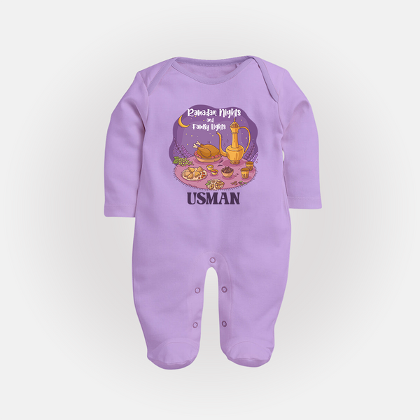 Ramadan Nights & Family Lights Personalised Kids Fullbody Suit - LILAC - New Born (Chest 7.5")