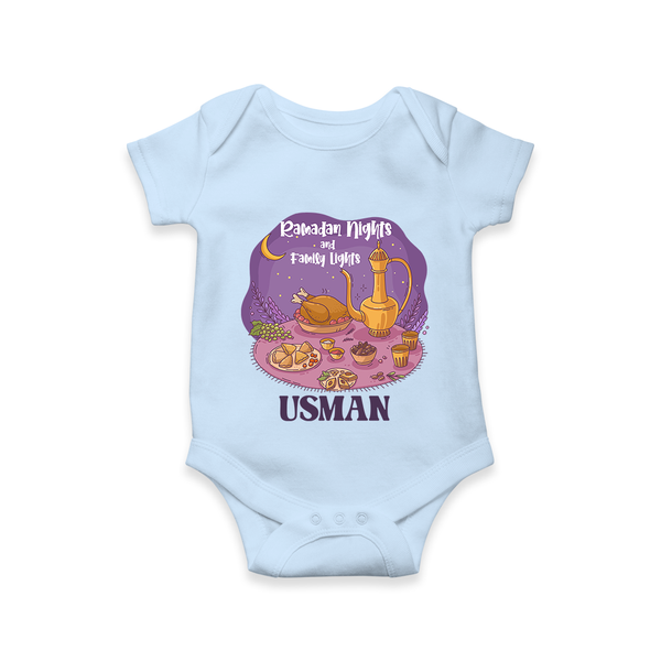 Ramadan Nights & Family Lights Personalised Kids Romper - BABY BLUE - New Born (Chest 14")