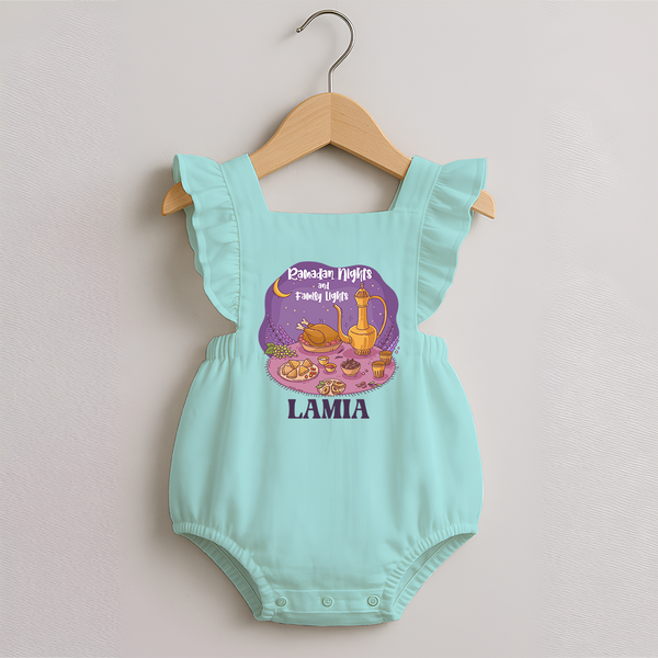 Ramadan Nights & Family Lights Personalised Kids Romper Frock - MINT GREEN - 0 - 3 Months Old (Chest 19")