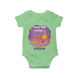 Ramadan Nights And Family Lights - Ramadan Themed Customized Romper For Babies With Name - GREEN - 0 - 3 Months Old (Chest 16")