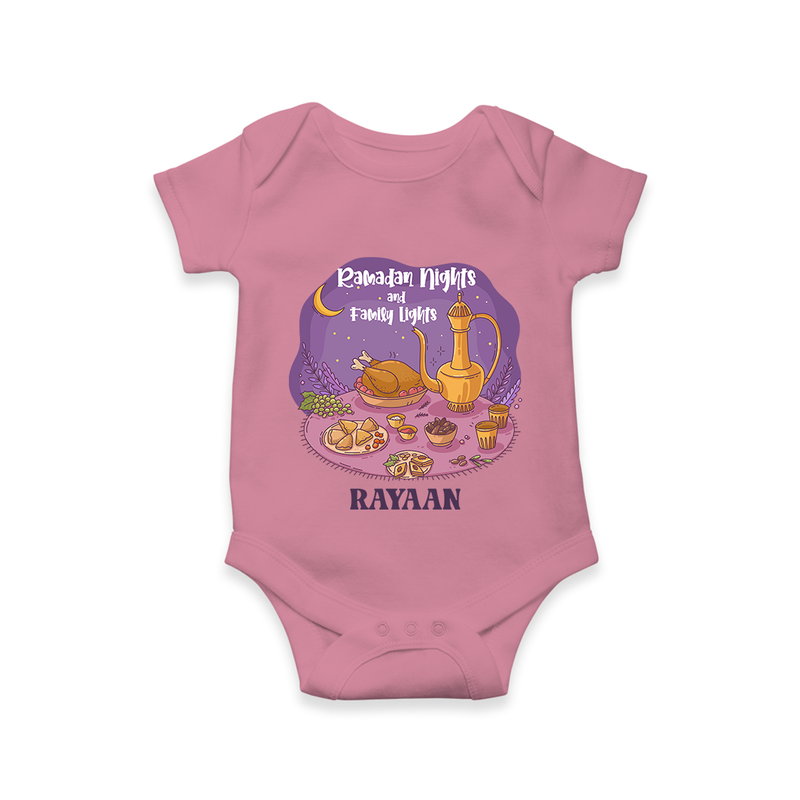 Ramadan Nights And Family Lights - Ramadan Themed Customized Romper For Babies With Name - ONION - 0 - 3 Months Old (Chest 16")