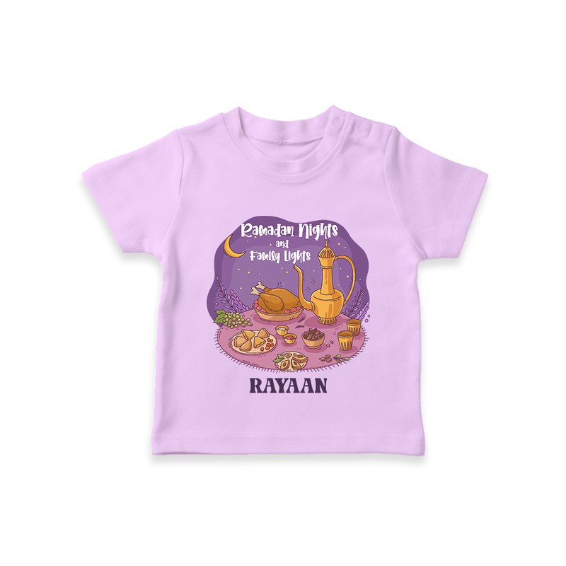 Ramadan Nights And Family Lights - Ramadan Themed Customized T-Shirt For Kids With Name - LILAC - 0-5 Months Old (Chest 17")