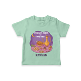 Ramadan Nights And Family Lights - Ramadan Themed Customized T-Shirt For Kids With Name - MINT GREEN - 0-5 Months Old (Chest 17")