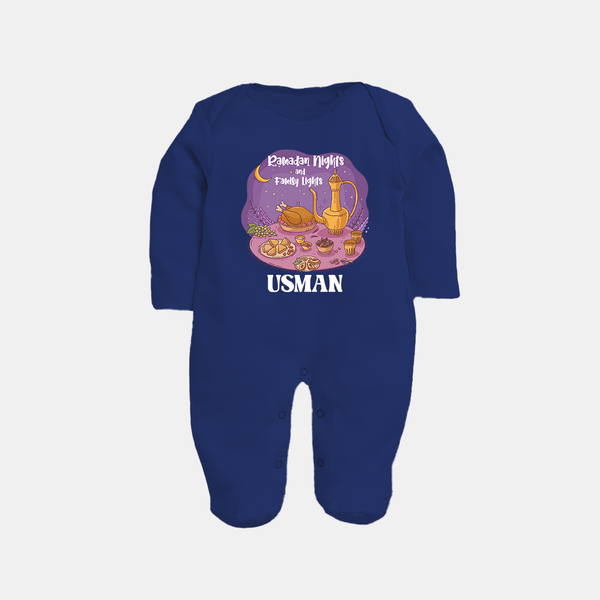 Ramadan Nights & Family Lights Personalised Kids Fullbody Suit - NAVY BLUE - New Born (Chest 7.5")