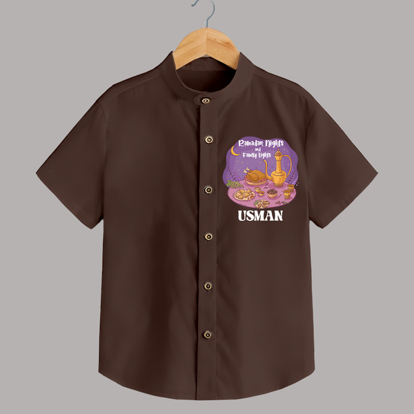 Ramadan Nights & Family Lights Personalised Kids Shirt - CHOCOLATE BROWN - 0 - 6 Months Old (Chest 23")
