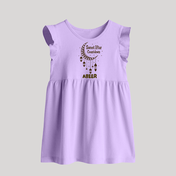 Sweet Iftar Countdown Personalised Kids Baby Frock - LILAC - 0 - 3 Months Old (Chest 17")